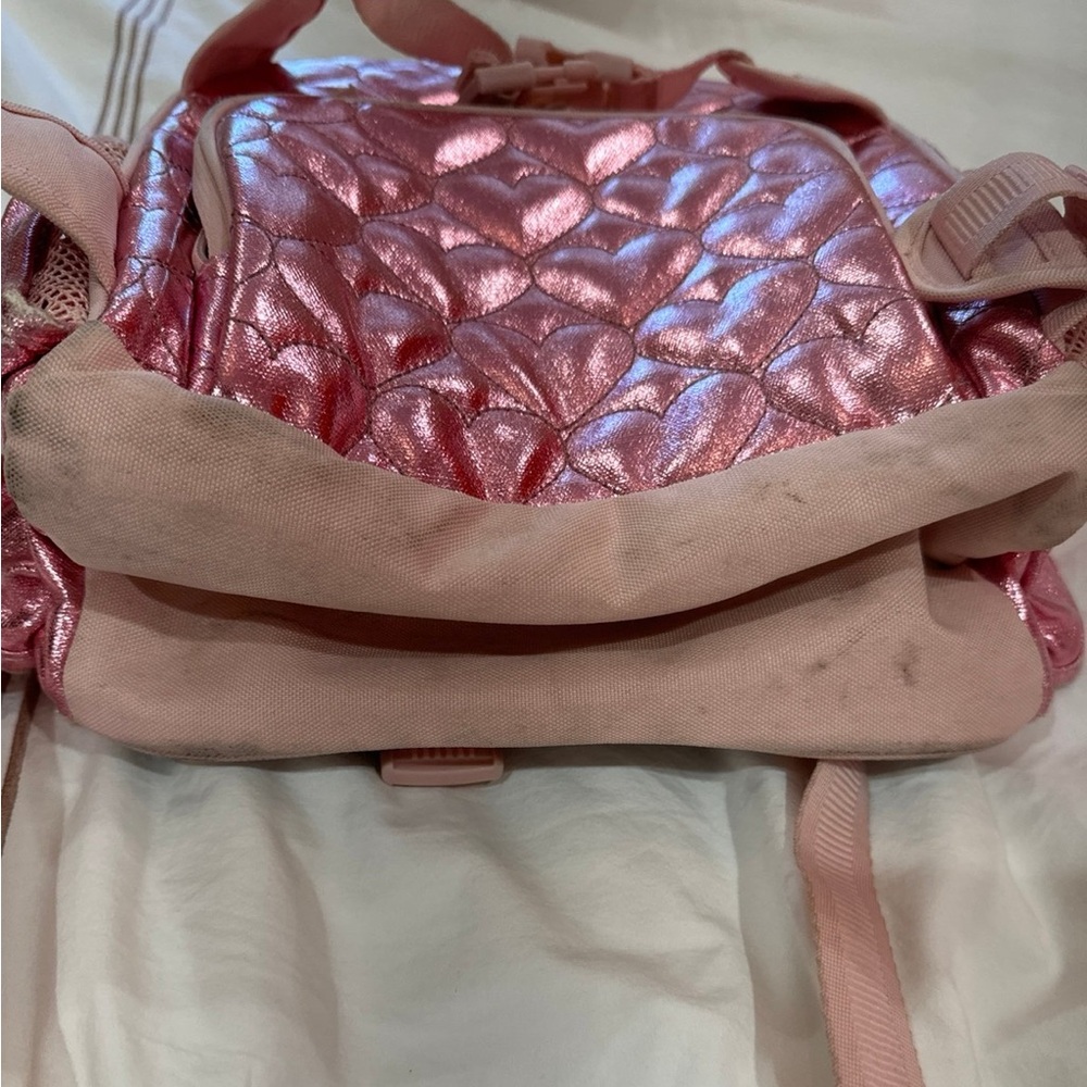 Pottery Barn Kids Small Metallic Hearts Backpack